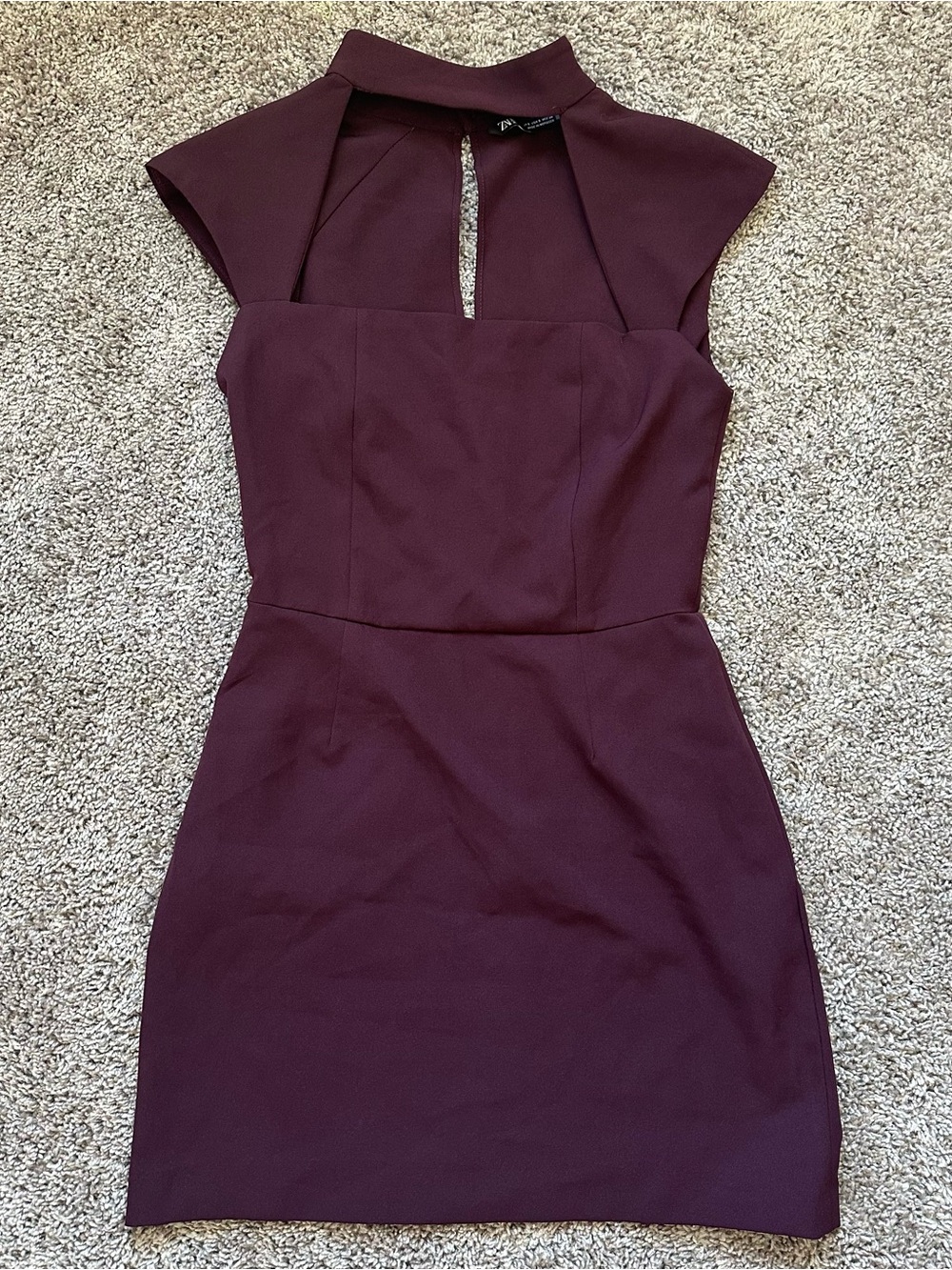 Zara Burgundy Mock Neck Mini Dress